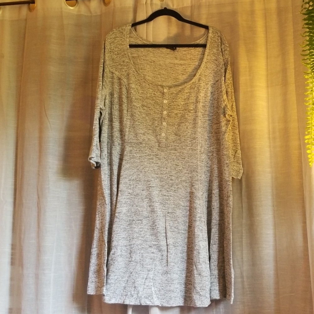 Light Gray Sweater dress with 3/4 length sleeve